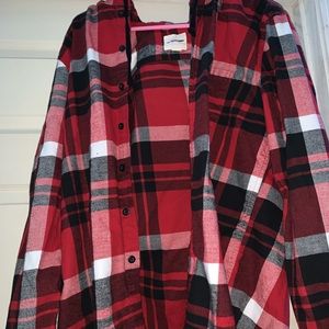 A hooded flannel
